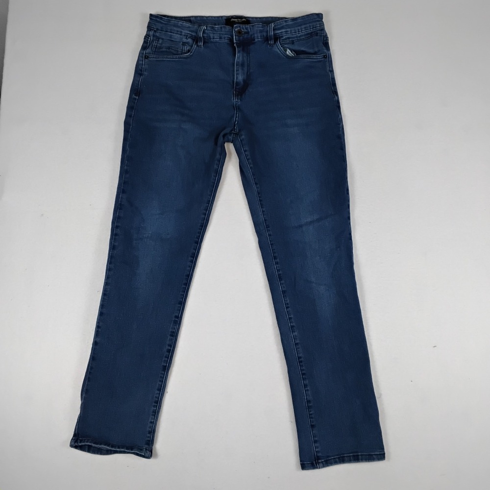 Kenneth Cole New York Mens Straight Fit Stretch Blue Denim Jeans 34x32
